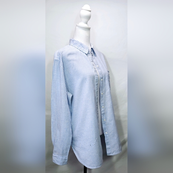 Small H&M Blue Striped Button-Up Shirt - Picture 2 of 5